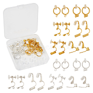 Brass Clip-on Earrings Findings, with Plastic Ear Clip Pad, For Non-pierced Ears, Mixed Color, 15.5x12x7.5mm, Hole: 0.6mm(KK-TA0007-66)