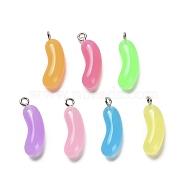 Imitation Food Resin Pendants, Candy Charms with Platinum Plated Iron Loops, Mixed Color, 24x8x6.5mm, Hole: 2mm(RESI-M036-01)