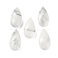 Natural Howlite Pendants, Faceted, Teardrop, 25x13x6mm, Hole: 1mm(G-C140-05C)