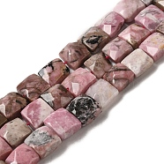 Natural Rhodonite Beads Strands, Faceted, Square, 9~10.5x10~10.5x6mm, Hole: 1mm, about 18~20pcs/strand, 7.09~7.68 inch (18~19.5cm)(G-C109-A03-01)