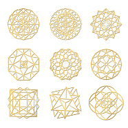 Nickel Decoration Stickers, Metal Resin Filler, Epoxy Resin & UV Resin Craft Filling Material, Golden, Flower of Life, 40x40mm, 9pcs/set(DIY-WH0450-168)