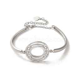 Brass Chain Bangle Making, Tray Bangle, Oval, Platinum, 6x1/8 inch(15.1x0.35cm)(BJEW-B077-01B)