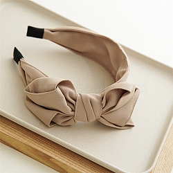 Bowknot Cloth Hair Bands, Wide Hair Accessories for Women Girls, BurlyWood, 190x185mm(PW-WG56980-01)