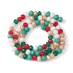 Christmas Theme Glass Beads Strands, Faceted, Abacus, Colorful, 6x5mm, Hole: 1mm, about 89~93pcs/strand, 17.01~17.52 inch(43.2~44.5cm)(GLAA-YW0001-82A)