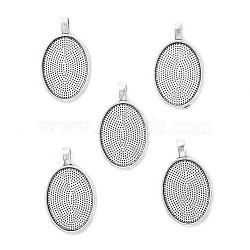 Alloy Pendant Cabochon Settings, Oval, Antique Silver, Tray: 18x25mm, 35.2x20mm, Hole: 3.9mm(X-PALLOY-E436-88AS)