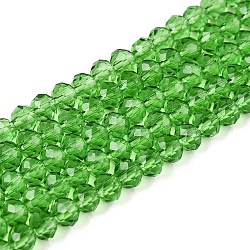 Glass Beads Strands, Faceted, Rondelle, Lime, 3.5~3.8x3mm, Hole: 0.4mm, about 113~115pcs/strand, 12.80~12.99 inch(32.5~33cm)(EGLA-A044-T3mm-D11)