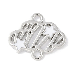 Rack Plating Alloy White Enamel Cloud with Star Links Connector Charms, Cadmium Free & Nickel Free & Lead Free, Platinum, 13.5x16x1.5mm, Hole: 1.6mm(PALLOY-F018-04P-02)