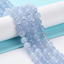 Dyed Natural Malaysia Jade Beads Strands, Round, Cornflower Blue, 6mm, Hole: 1mm, about 31pcs/strand, 7.48 inch(19cm)(G-G021-02A-07)