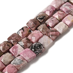 Natural Rhodonite Beads Strands, Faceted, Square, 9~10.5x10~10.5x6mm, Hole: 1mm, about 18~20pcs/strand, 7.09~7.68 inch (18~19.5cm)(G-C109-A03-01)