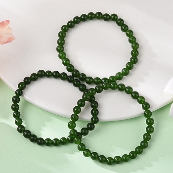 Natural TaiWan Jade Bead Stretch Bracelets, Round, Dyed, 2 inch~2-3/8 inch(5~6cm), Bead: 5.8~6.8mm