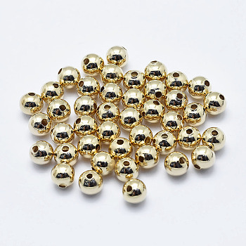 Brass Beads, Long-Lasting Plated, Nickel Free, Round, Real 18K Gold Plated, 5mm, Hole: 1.2mm