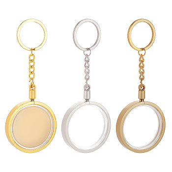 3pcs 3 colors Commemorative Coin Acrylic Pendant Keychain Sets, with Alloy Findings, for Coin Collection Holder, Platinum & Golden, 12cm, 1pc/color
