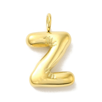 304 Stainless Steel Pendants, Real 14K Gold Plated, Balloon Letter Charms, Bubble Puff Initial Charms, Letter Z, 24x14.5x5mm, Hole: 4mm