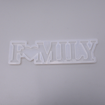 Word Family Silicone Molds, Resin Casting Molds, For UV Resin, Epoxy Resin Craft Making, White, 73x260x13mm, Inner Diameter: 61x250mm