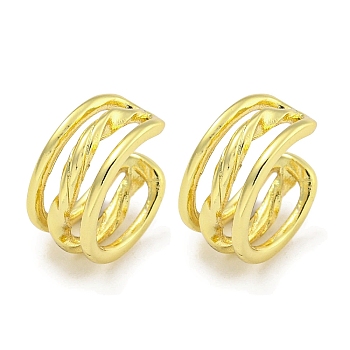 Brass Cuff Earrings for Women, Real 18K Gold Plated, 10.5x4.5mm