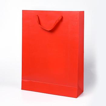Kraft Paper Bags, with Handles, Gift Bags, Shopping Bags, Rectangle, Red, 40x30x10cm