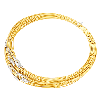 50Pcs Stainless Steel Wire Necklace Cord DIY Jewelry Making, with Brass Screw Clasp, Yellow, 17.5 inch(44.5cm)