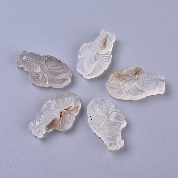 Natural Agate Pendants, Goldfish, 34~35.5x20~20.5x8.5~9.5mm, Hole: 1.2mm