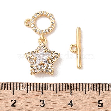 Golden Brass Micro Pave Clear Cubic Zirconia Toggle Clasps(KK-B100-040G)-4