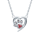 s925 Halskette mit Anhänger aus Sterlingsilber mit rotem Herz und Katzenpfotenabdruck(SX5405)-1