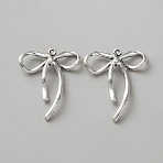 Tibetan Style Alloy Pendants, Bowknot Charms, Antique Silver, 25x20.5x3.5mm, Hole: 1mm(FIND-CJC0010-112B-AS)