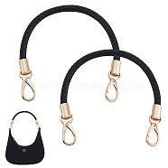 2Pcs PU Leather Braided Bag Strap, with Alloy Swivel Clasps, Bag Replacement Accessories, Black, 41.5x1cm(FIND-UN0002-51C)