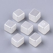 ABS Plastic Imitation Pearl Beads, Square, Creamy White, 8x8x8mm, Hole: 2mm, about 940pcs/500g(OACR-N008-002)