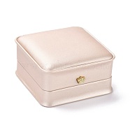 PU Leather Jewelry Box, with Reain Crown, for Bracelet Packaging Box, Square, Pink, 9.6x9.4x5.2cm(CON-C012-02D)