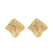 304 Stainless Steel Studs Earrings, Jewely for Women, Golden, Rhombus, 28.5x28.5mm(EJEW-K278-12C-G)