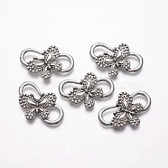 Tibetan Style Alloy Links connectors, Flower, Antique Silver, 34x23x4mm, Hole: 7~8x9~12.5mm(PALLOY-F160-12AS)