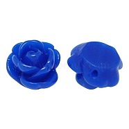 Opaque Rose Flower Resin Beads, Blue, 9x7mm, Hole: 1mm(X-CRES-B1029-A39)