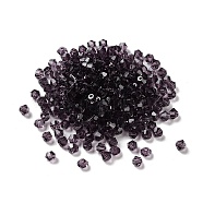 Transparent Glass Beads, Bicone, Old Rose, 4x4x3.5mm, Hole: 1mm, 720pcs/bag(GGLA-Z004-05O)