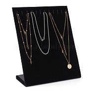 Velvet Necklace Displays, L-Shaped Necklace Chain Jewelry Tray, Rectangle, Black, 200x85x250mm(NDIS-A001-5A)