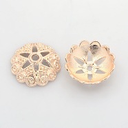Nickel Free & Lead Free Rose Gold Alloy Bead Caps, Long-Lasting Plated, 6-Petal, Flower, 20x6mm, Hole: 2mm(PALLOY-J471-61RG-FF)