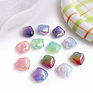 Transparent Crackle Acrylic Beads, Gradient Color, Square, Mixed Color, 23.9x23.5x13mm, Hole: 3.5mm(X1-OACR-K008-09)