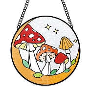 Stained Acrylic Art Window Planel, for Suncatchers Window Home Hanging Ornaments, Mushroom, 335mm(STGL-PW0001-30A)