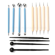 Wooden Sculpture Clay Tool, Clay Knife, DIY Handmade Light Clay Crafts, with Stainless Steel Heads, Blue, 13pcs/set(DIY-P024-B02)