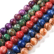 Natural Turquoise Dyed Beads Strands, Round, Mixed Color, 8mm, Hole: 1mm, about 45pcs/strand, 14.96''~15.35''(38~39cm)(TURQ-U001-02)