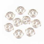 304 Stainless Steel Links Connectors, Laser Cut, Flat Roun with Hollow Monkey, Rose Gold, 15x18x1mm, Hole: 0.8mm(STAS-S116-094RG)