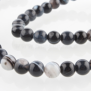 Natural Gemstone Agate Round Bead Strands, Dyed, Black, 6mm, Hole: 1mm, about 63pcs/strand, 15.35 inch(G-E232-05)