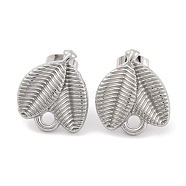 Non-Tarnish 304 Stainless Steel Studs Earring Findings, Leaf, Stainless Steel Color, 17x14.5mm, Hole: 2mm, Pin: 11x0.5mm(EJEW-H013-17P)