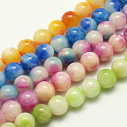 Natural Persian Jade Beads Strands, Dyed, Round, Mixed Color, 8mm, Hole: 1mm, about 50pcs/strand, 16 inch(G-H1625-8mm-M)