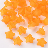 Transparent Acrylic Beads, Frosted, Flower, Orange, 17.5x12mm, Hole: 1.5mm(X-PLF018-08)