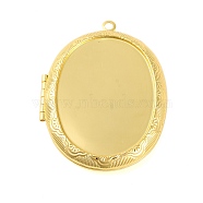 Rack Plating Brass Locket Pendants, Photo Frame Charms for Necklaces, Long-Lasting Plated, Lead Free & Cadmium Free, Oval, Golden, 52x39x8.5mm, Hole: 2.5mm, Inner Diameter: 34x25mm(KK-K277-09G)