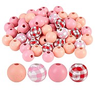 Painted Natural Wood Beads, Round, Mixed Color, 140pcs/bag(WOOD-SZ0001-10)