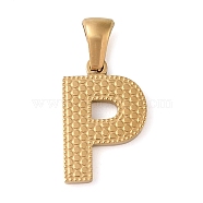 PVD Vacuum Plating 304 Stainless Steel Pendants, Golden, Letter Charm, Letter P, 17x11x1.5mm, Hole: 5x3mm(STAS-Z072-01G-P)