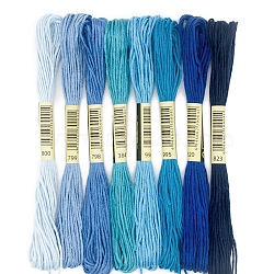 8 Skeins 8 Colors 6-Ply Polyester Embroidery Floss, Cross Stitch Threads, Tassel Embroidery, Gradient Color, Blue, 2mm, about 8.20 Yards(7.5m)/Skein(PW-WG88461-06)