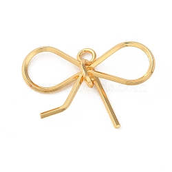 Brass Pendants, Bowknot, Real 18K Gold Plated, 17x25x4.5mm, Hole: 2mm(KK-F087-03G-05)