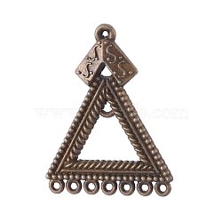Tibetan Style Alloy Chandelier Components, Triangle, Antique Bronze, 43.5x34x2mm, Hole: 1mm(PALLOY-L208-010AB)
