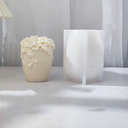 DIY Jar with Flower Shape Silicone Candle Molds, for Scented Candle Making, White, 8.5x11cm(CAND-PW0014-11B)